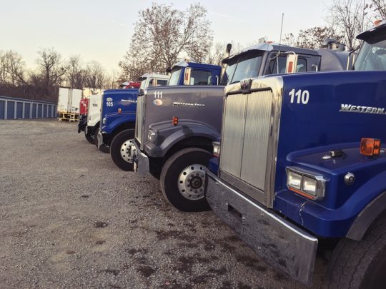Water hauling trucks fracking